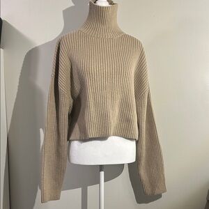 H&M Ribbed Tan Turtleneck Sweater